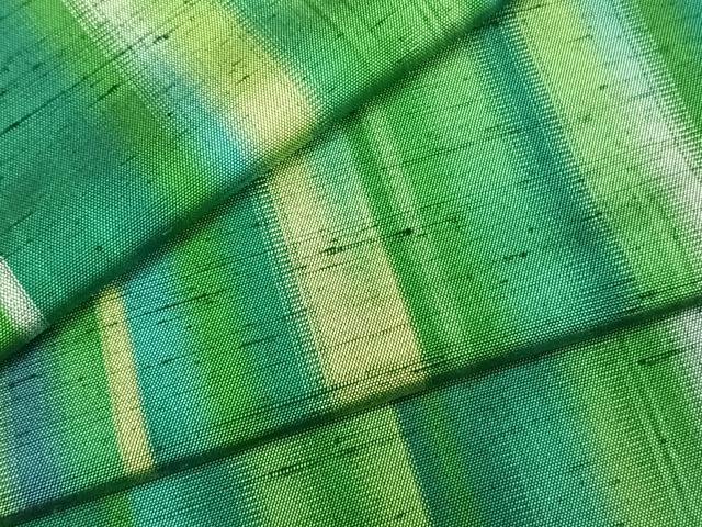 平和屋着物▽上質な紬　単衣　縞　正絹　逸品　AABA7639fy