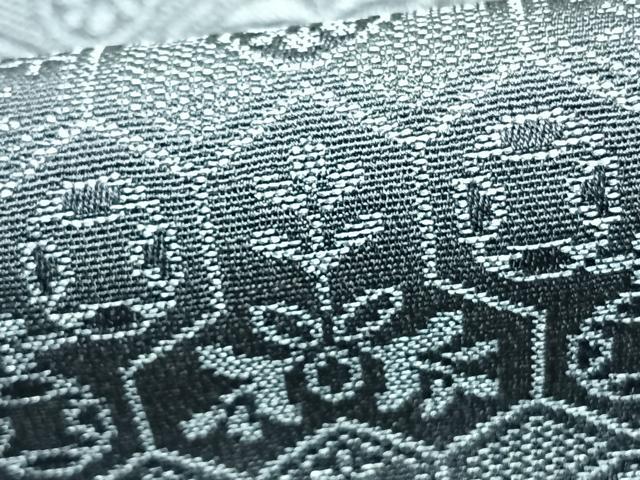 平和屋着物▽お召 単衣 毘沙門亀甲 正絹 逸品 AABA7648fy