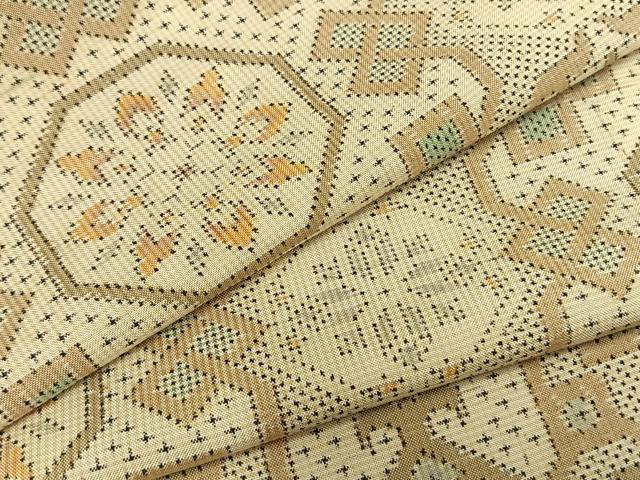 平和屋着物▽本場大島紬　単衣　7マルキ　吉祥花文　正絹　逸品　AABA7655fy