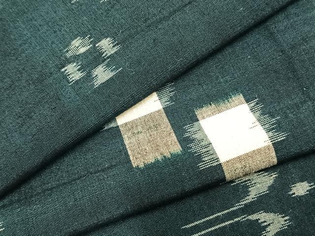 平和屋着物▽久留米絣　単衣　琉球絣　綿　逸品　AABA7657fy