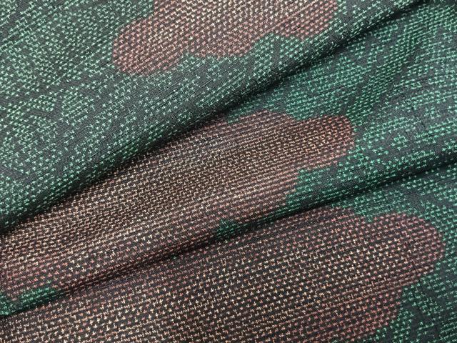 平和屋着物▽上質な紬　単衣　雲取り文　正絹　逸品　AABA7670fy