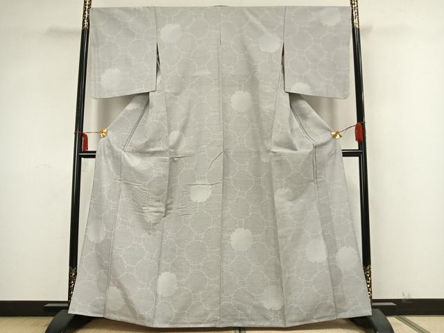 平和屋着物▽上質な紬　単衣　雪輪文　正絹　逸品　AABA7672fy 平和屋着物▽上質な紬 単衣 雪輪文 正絹 逸品 AABA7672fy