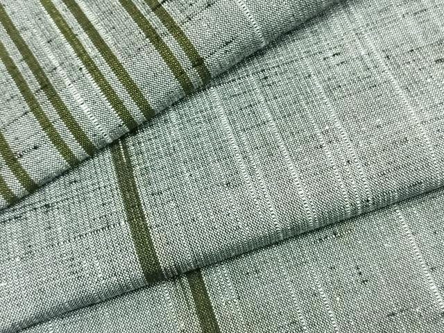 平和屋着物▽上質な紬　単衣　縞　正絹　逸品　AABA7698fy