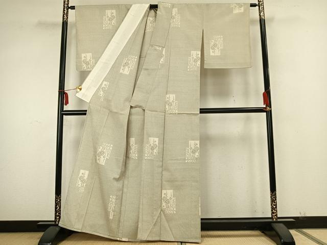 平和屋着物▽本塩沢　単衣　色紙重ね文　正絹　逸品　未使用　AABA7702fy 平和屋着物▽本塩沢 単衣 色紙重ね文 正絹 逸品 未使用 AABA7702fyの