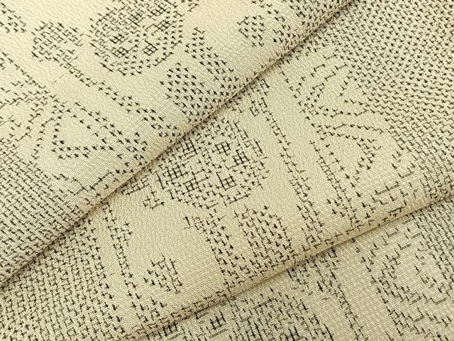 平和屋着物▽本塩沢　単衣　色紙重ね文　正絹　逸品　未使用　AABA7702fy