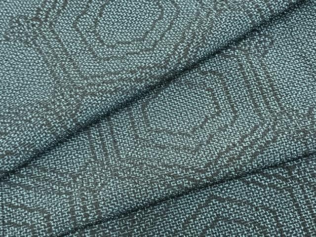 平和屋着物▽本塩沢　単衣　亀甲文様　正絹　逸品　AABA7722fy