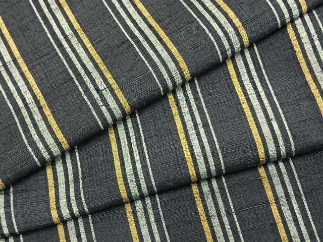 平和屋着物▽上質な紬　単衣　縞　正絹　逸品　AABA7740fy