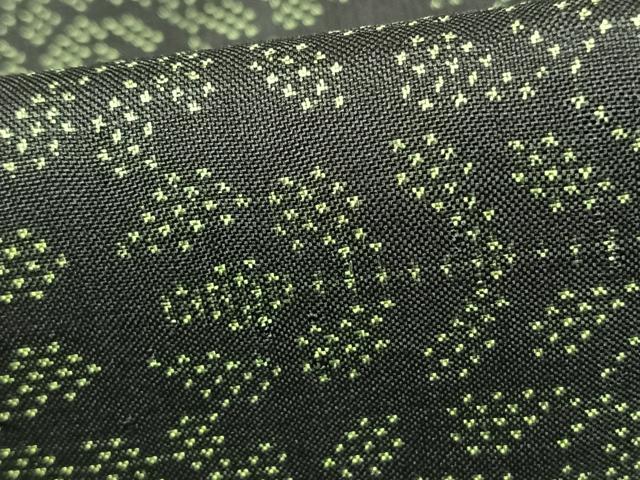 平和屋着物▽本場大島紬 単衣 7マルキ 枝葉文 黒地 正絹 逸品 AABA7741fy