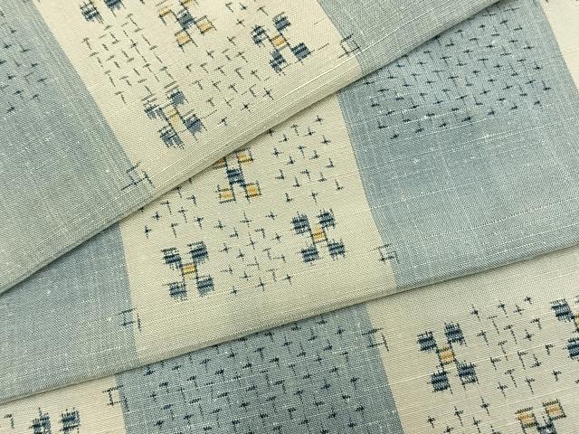 平和屋着物▽上質な紬　単衣　市松文様　正絹　逸品　AABA7748fy