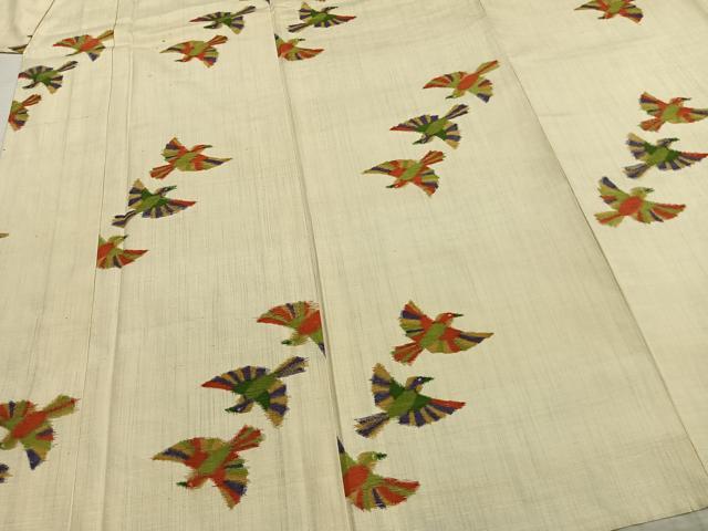 平和屋着物▽上質な紬 単衣 飛鳥文 正絹 逸品 AABA7761fy