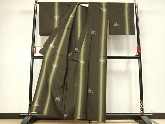 平和屋着物▽上質な紬 単衣 巻物 正絹 逸品 AABA7763fy