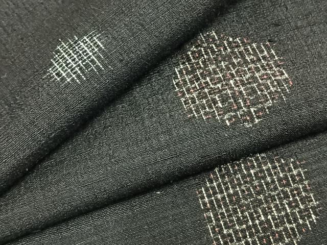 平和屋着物▽結城紬　単衣　80亀甲　亀甲文様　正絹　逸品　AABA7765fy