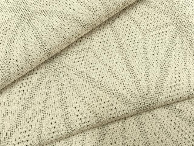 平和屋着物▽本塩沢　単衣　110亀甲　幾何学文様　正絹　逸品　AABA7786fy