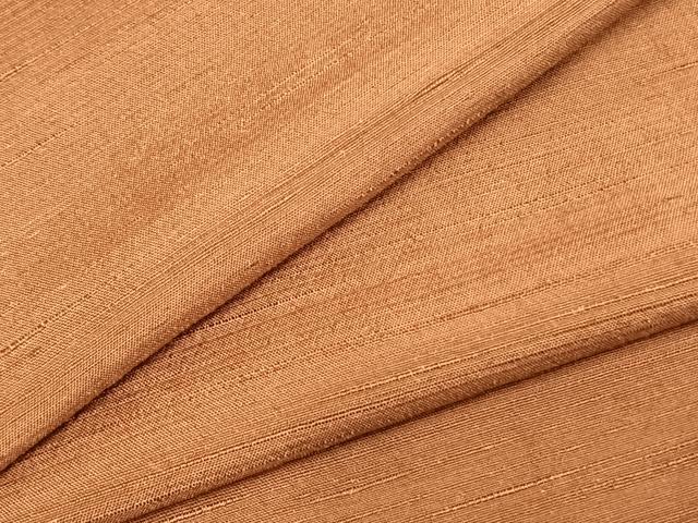 平和屋着物▽上質な紬　単衣　色無地　駱駝色　正絹　逸品　AABA7789fy