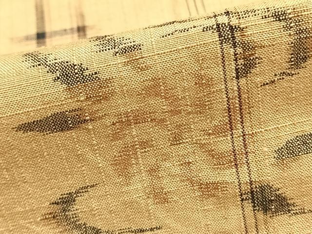 平和屋着物▽上質な紬 単衣 花蝶間道 正絹 逸品 AABA7799fy