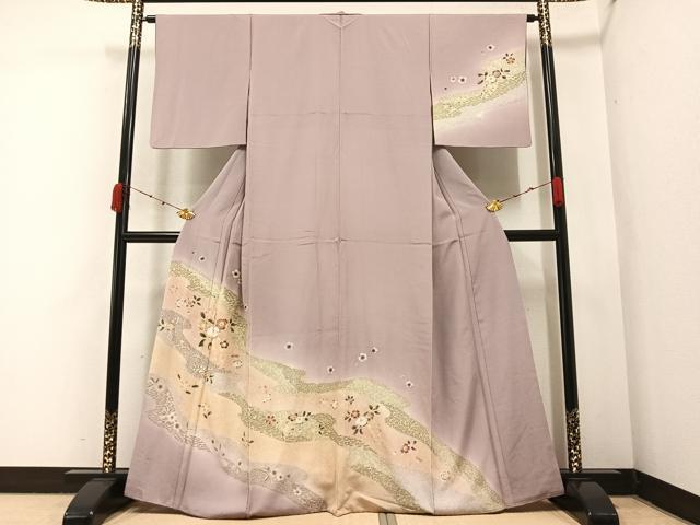 平和屋着物●訪問着　舞花文　暈し染め　金彩　正絹　逸品　AABA7815ph