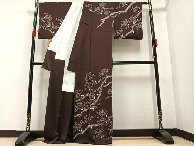 平和屋着物○訪問着 絞り 松文 正絹 逸品 AABA7837ph