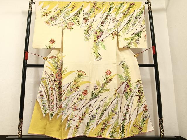 平和屋着物●訪問着　草花文　金彩　正絹　逸品　AABA7852ph