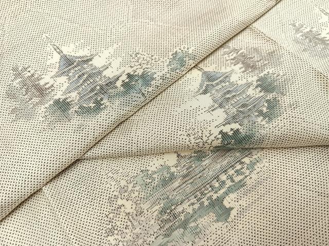 平和屋着物●本場大島紬　カタス7マルキ　総絣　風景文　正絹　逸品　AABA7872ph