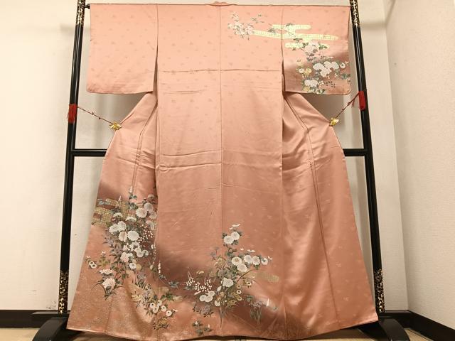 平和屋着物●訪問着　草花文　暈し染め　金彩　正絹　逸品　AABA7876ph