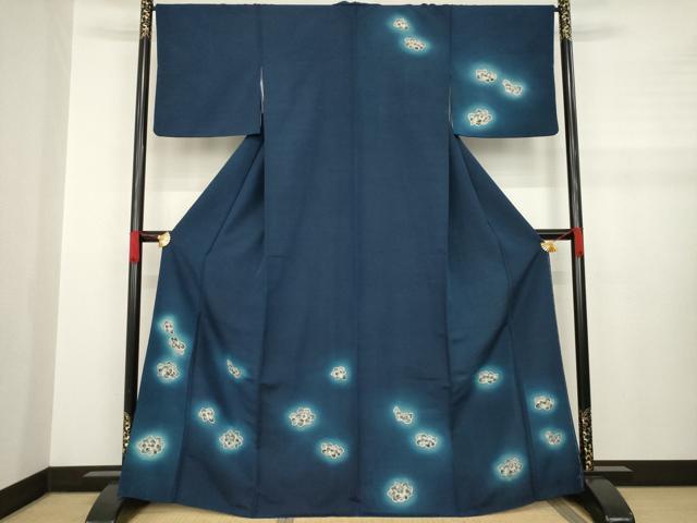 平和屋着物●訪問着　藍　舞花文　暈し染め　AABA7923ck