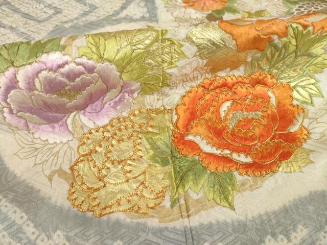 平和屋着物○豪華振袖 絞り 流水花丸文 正絹 逸品 AABA7973ck