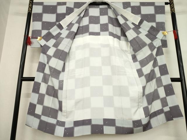 平和屋着物○長襦袢 無双仕立て 市松舞桜文 正絹 逸品 AABA7991ck