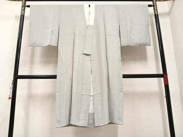 平和屋着物●長襦袢　無双仕立て　箔散らし地紋　絹鼠色　正絹　逸品　AABA8191ph