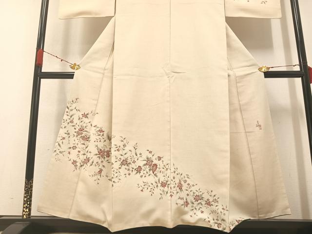 平和屋着物○江戸更紗 大浦紫山 訪問着 紬地 手描き 金彩 正絹 逸品