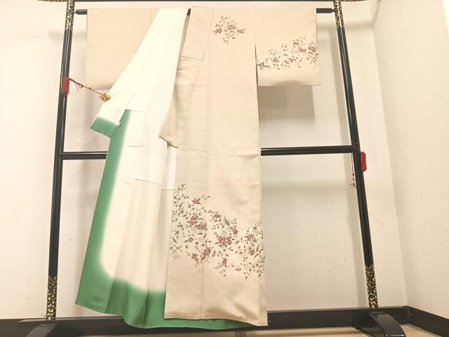 平和屋着物○江戸更紗 大浦紫山 訪問着 紬地 手描き 金彩 正絹 逸品