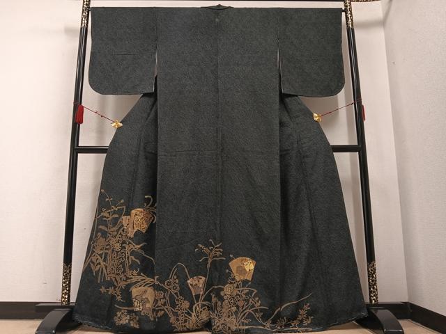 平和屋着物●訪問着　絞り　地紙草花文　金彩　正絹　逸品　未使用　AABA8233ph