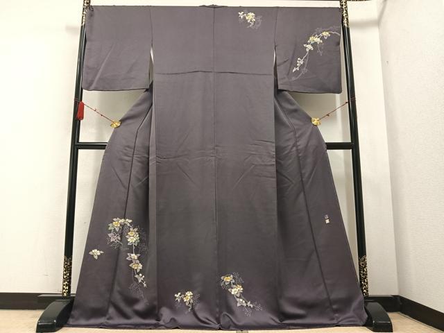 平和屋着物●京加賀友禅　松本健一　訪問着　枝花文　ロング丈　正絹　逸品　AABA8234ph