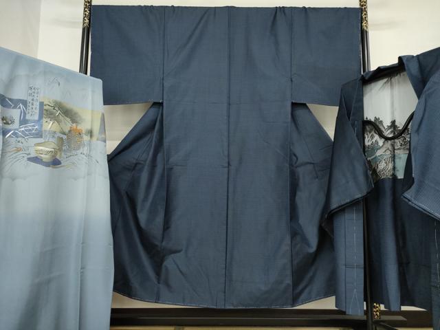 平和屋着物●男性　本場大島紬　アンサンブル　長襦袢(袷)セット　100亀甲　総詰め　正絹　逸品　AABA8242ck