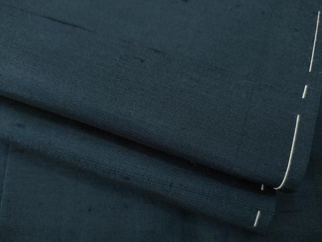 平和屋着物○男性 紬 アンサンブル 色無地 藍鉄色 正絹 逸品 AABA8244ck