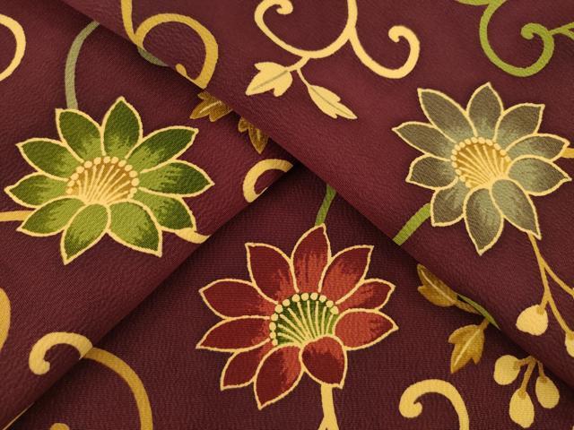 平和屋着物●上質な小紋　花唐草文　金彩　正絹　逸品　AABA8267ck