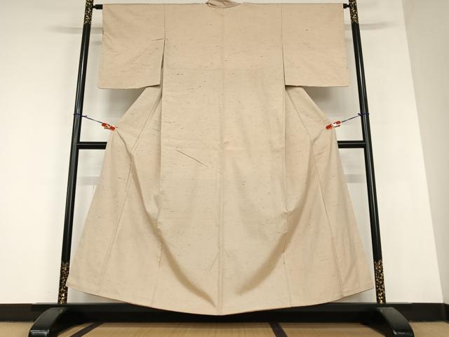 平和屋着物○ぜんまい紬 淡香色 正絹 逸品 AABA8766zg