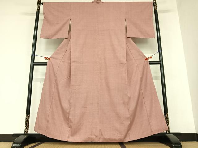 平和屋着物○本場結城紬 重要無形文化財 色無地 長春色 正絹 逸品