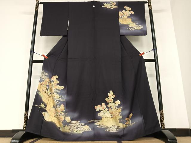 平和屋着物●訪問着　流水花文　暈し染め　金彩　正絹　逸品　AABA8812zg