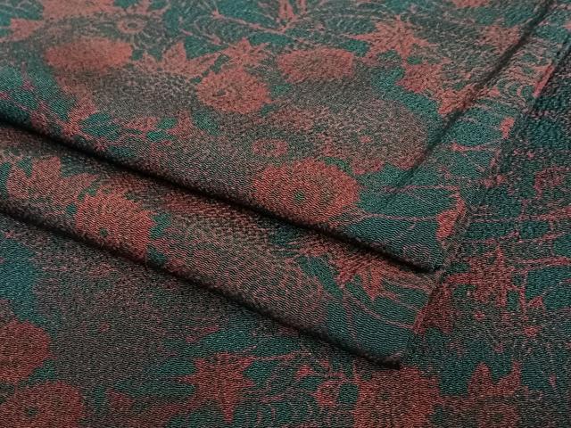 平和屋着物●上質な小紋　型染め　草花文　鬼しぼ縮緬　正絹　逸品　AABA8815zg