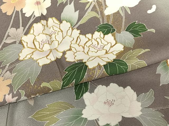 平和屋着物○訪問着 駒刺繍 枝花文 暈し染め 金彩 正絹