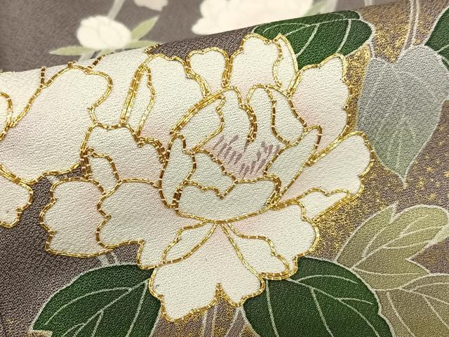 平和屋着物○訪問着 駒刺繍 枝花文 暈し染め 金彩 正絹