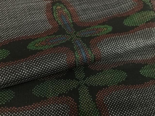 平和屋着物○本場大島紬 一元絣 幾何学花文 正絹 逸品 AABA8850zg