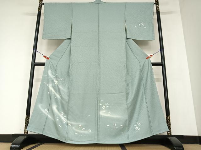 平和屋着物●訪問着　刺繍　舞葉文　暈し染め　正絹　逸品　未使用　AABA8866zg