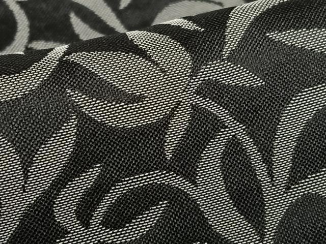 平和屋着物○極上 お召 花唐草文 黒地 ロング丈 正絹 逸品 AABA8871zg 紬