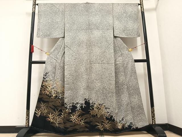 平和屋着物●訪問着　立波笹文　たたき染め　金彩　正絹　逸品　AABA8899ph