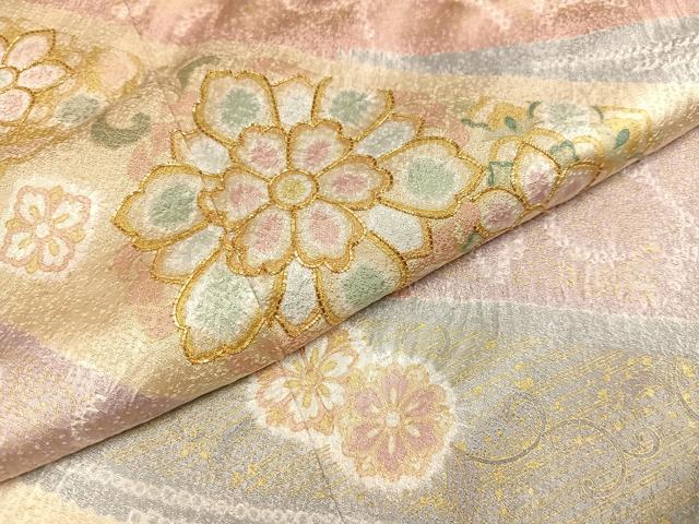 平和屋着物●訪問着　駒刺繍　絞り　花唐草文　金彩　正絹　逸品　AABA8900ph 平和屋着物○訪問着 駒刺繍 絞り 花唐草文 金彩 正絹 逸品 AABA8900ph