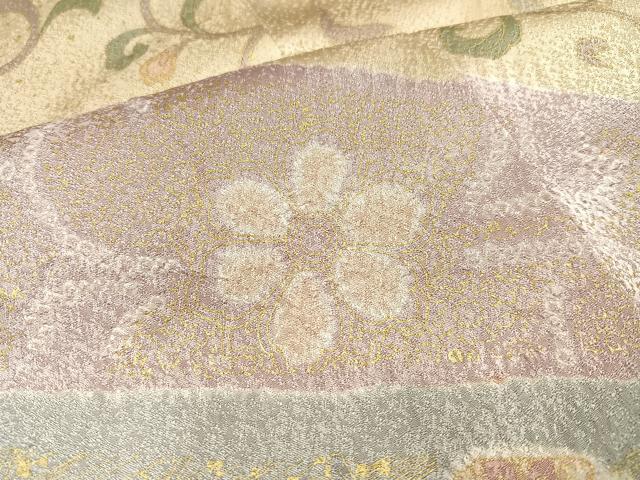 平和屋着物○訪問着 駒刺繍 絞り 花唐草文 金彩 正絹 逸品 AABA8900ph