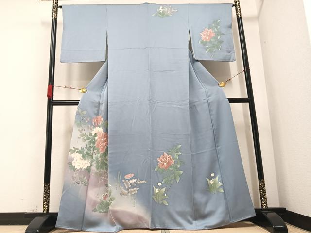 平和屋着物●訪問着　友禅　枝花文　暈し染め　正絹　逸品　AABA8912ph