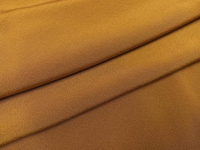 平和屋着物●上質な色無地　黄唐茶色　正絹　逸品　AABA8920ph