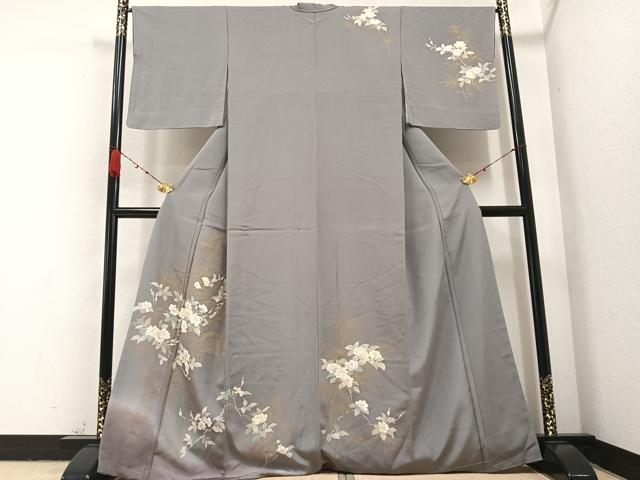 平和屋着物●訪問着　友禅　枝花に休み鳥　暈し染め　金彩　正絹　逸品　未使用　AABA8941ph